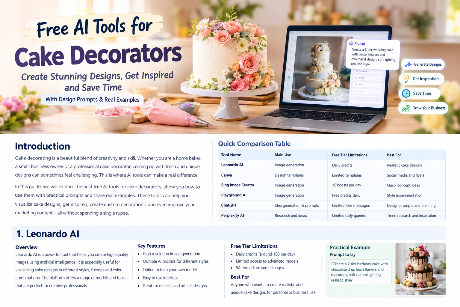 7 Best Free AI Tools for Cake Decorators